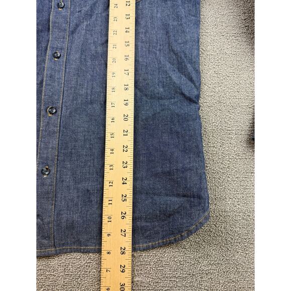 Vintage Levi's Men's Small Blue Denim Western Long Sleeve Button Down Shirt - Picture 8 of 10